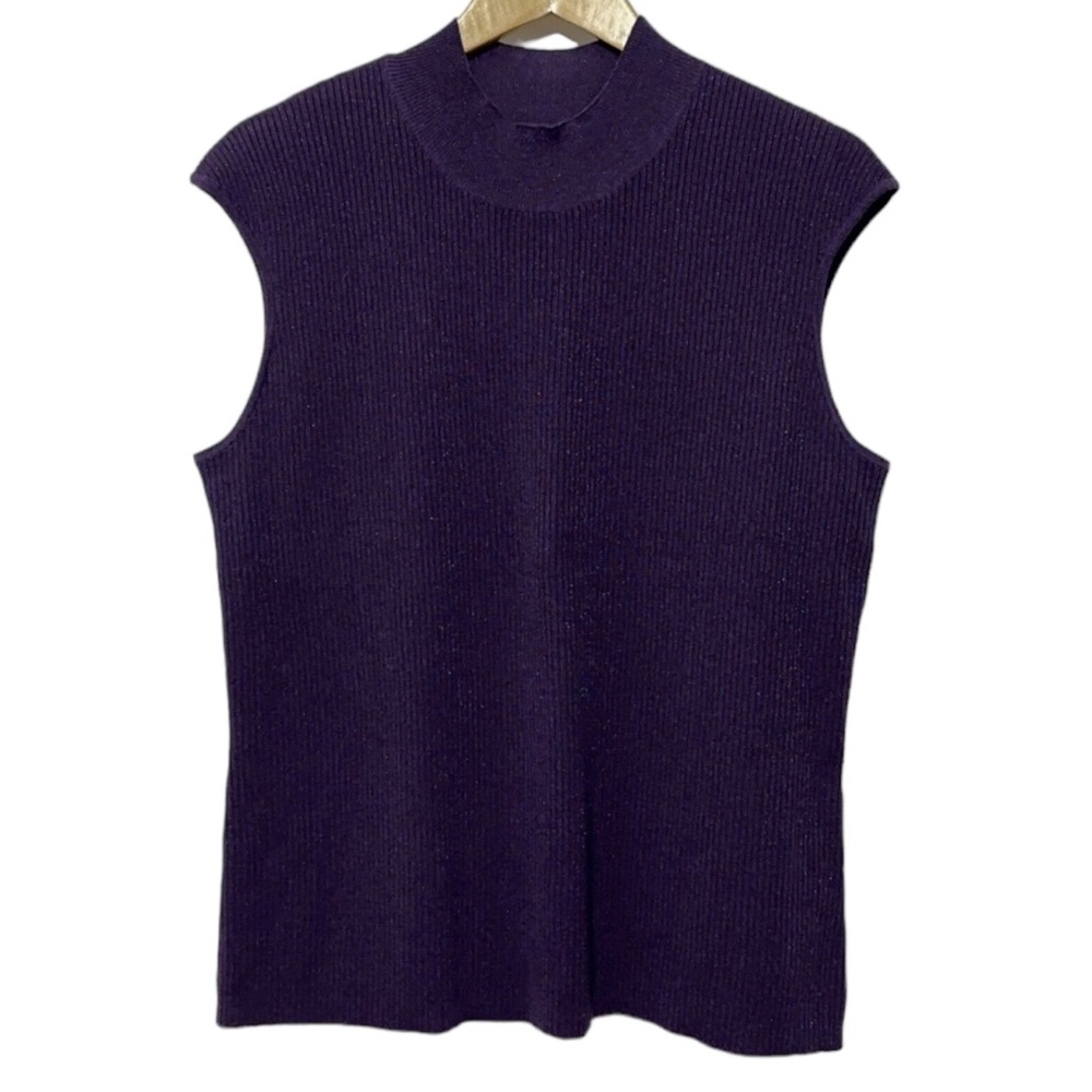Coldwater Creek Womens Silk Blend Metallic Sleeveless Mock Neck Sweater - Picture 5 of 5
